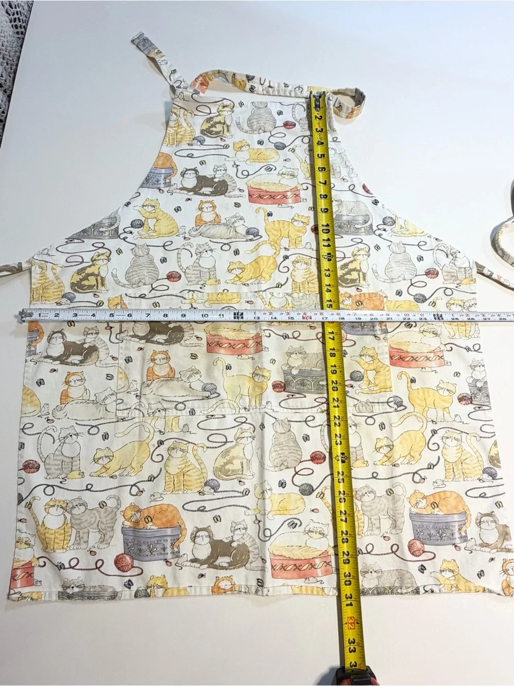 VINTAGE cats kitchen studio craft full apron 100% cotton kitty cat pet lover 90s